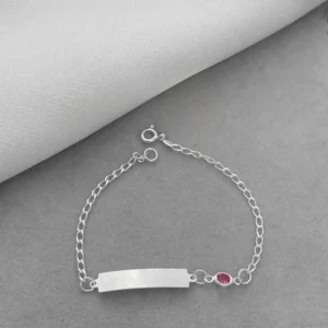 Pulseira Infantil Plaquinha com Ponto de luz Prata 925