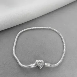 Pulseira Pandora coração Liso de lado escrito,