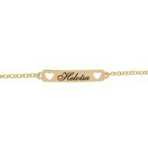 Pulseira Infantil personalizada corações vazados