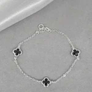 Pulseira trevos Van Cleef com detalhe Cravejado Prata 925