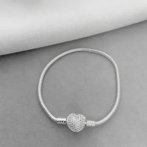 Pulseira Pandora Fecho Coração Cravejado